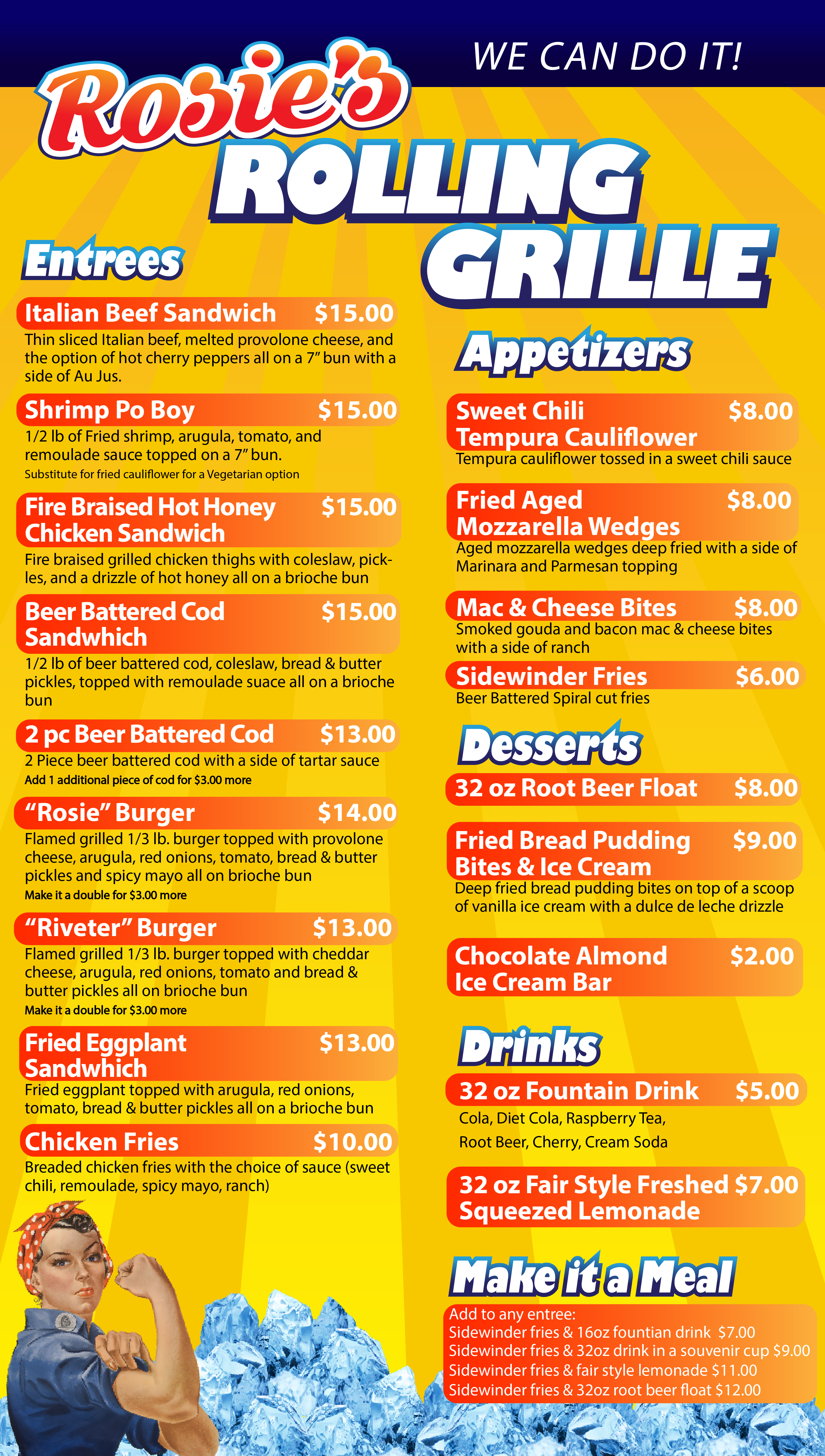 Rosies Rolling Grille - Menu